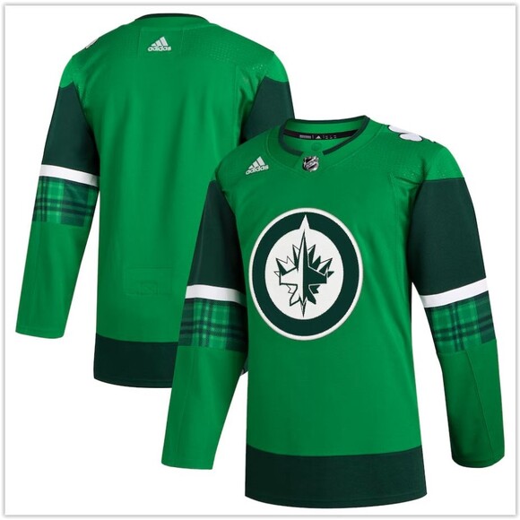 NWT Adidas NHL WINNIPEG JETS St Patricks Day Green Authentic Jersey 54, XL - Picture 1 of 7